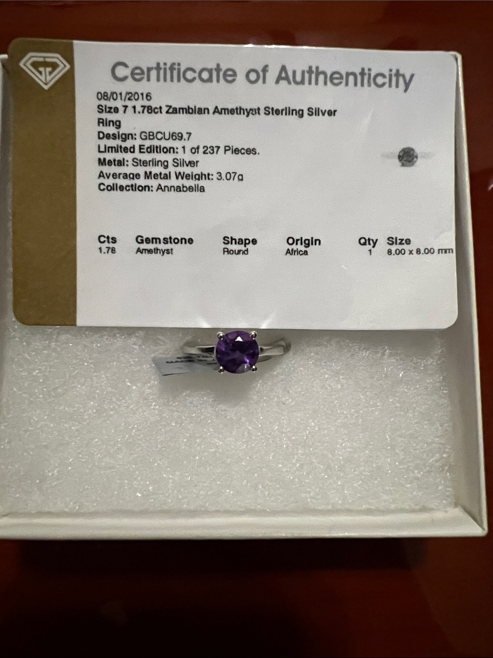 Sterling Silver Amethyst Ring - Purple